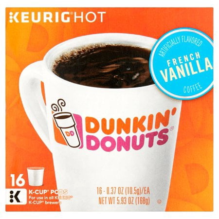 (4 Pack) Keurig Hot Dunkin' Donuts French Vanilla K-Cup Pods Coffee, 0.37 oz, 16