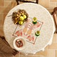 thumbnail image 4 of Designer Orange Tablecloth for Round Tables,Pineapple Tree Pattern Linen Tablecloth,Tropical Style Fruit Table Cover Cloth Decorative for Kitchen Dining Room, Diameter 60", 4 of 6