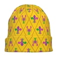 thumbnail image 7 of Naloa Mardi Gras Crayfish and Fleur de lis Soft Beanie Hat, Knit Beanie Daily Beanie in Fine Knit for Women Men Winter Travel, Outdoor, 7 of 7