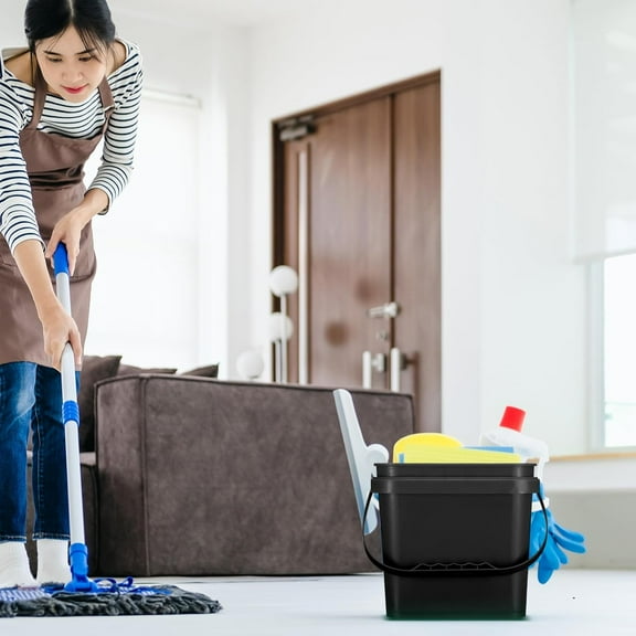 4 Pcs Plastic Bucket 5 Quart Square Cleaning Pail with Handle for House Cleaning, Storage, Livestock Feeding, Car Washing