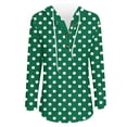 thumbnail image 4 of ABATAB Womens Fashion Polka Dots Eyelets Hoodie Sweatshirts Casual Button V Neck Long Sleeve Trendy Pullover Tops with Drawstring(Medium,Army Green), 4 of 5