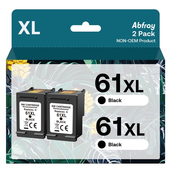 61XL Black Ink Cartridge for HP Ink 61 XL Replacement for HP61 HP61XL 2 Pack for Envy 4500 5530 4502 4501 5535 OfficeJet 4630 4635 DeskJet 3050 3510