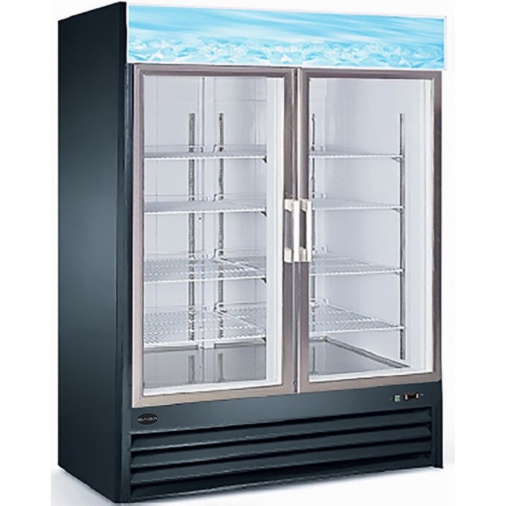 small freezer with glass door