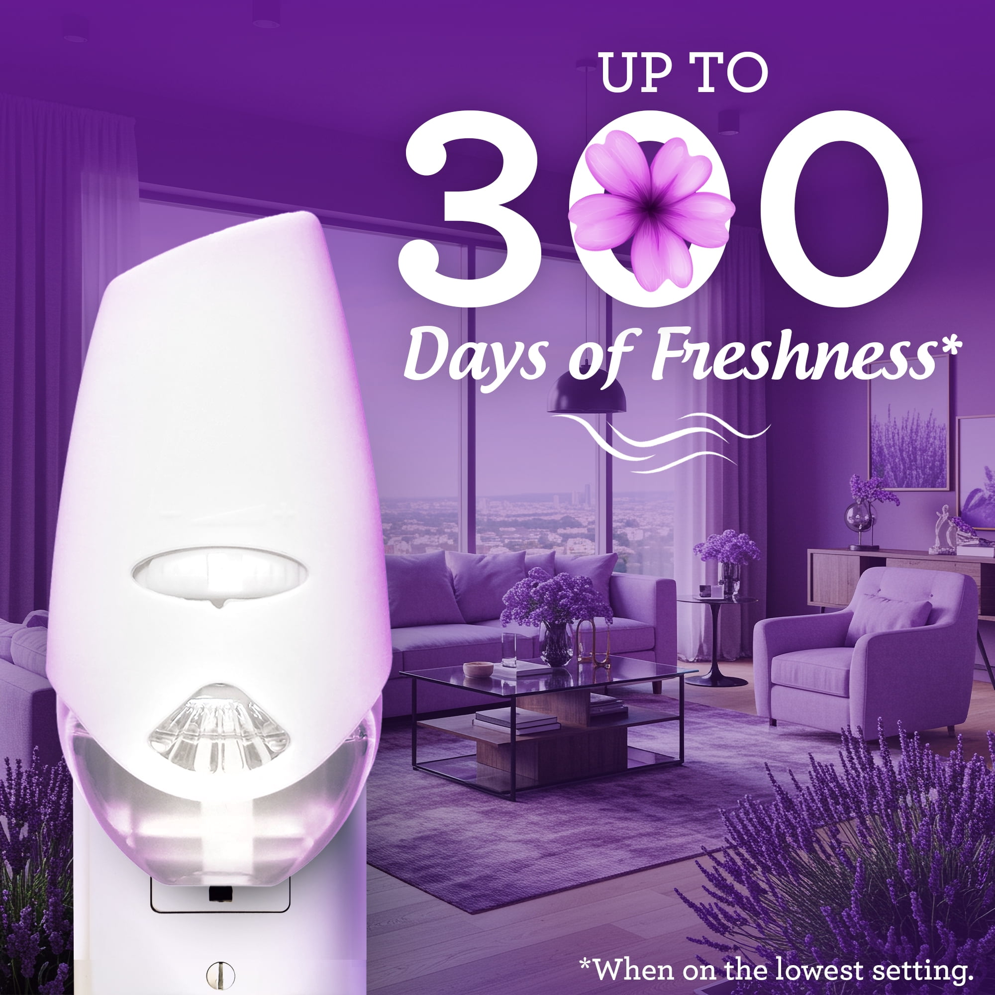(3 pack) Great Value Blooming Lavender Plug-In Air Freshener Refills, 5 Count, Up to 300 Days of Freshness