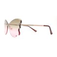 thumbnail image 3 of Womens Bubbly Butterfly Beveled Rimless Shield Sunglasses Gold - Brown Pink, 3 of 4