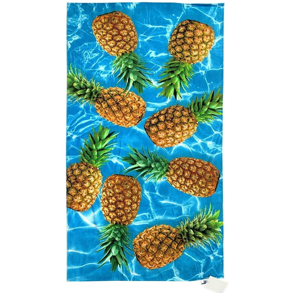 Needzo Large Floating Pineapple Design Quick Dry Beach Towel, 60 Inch