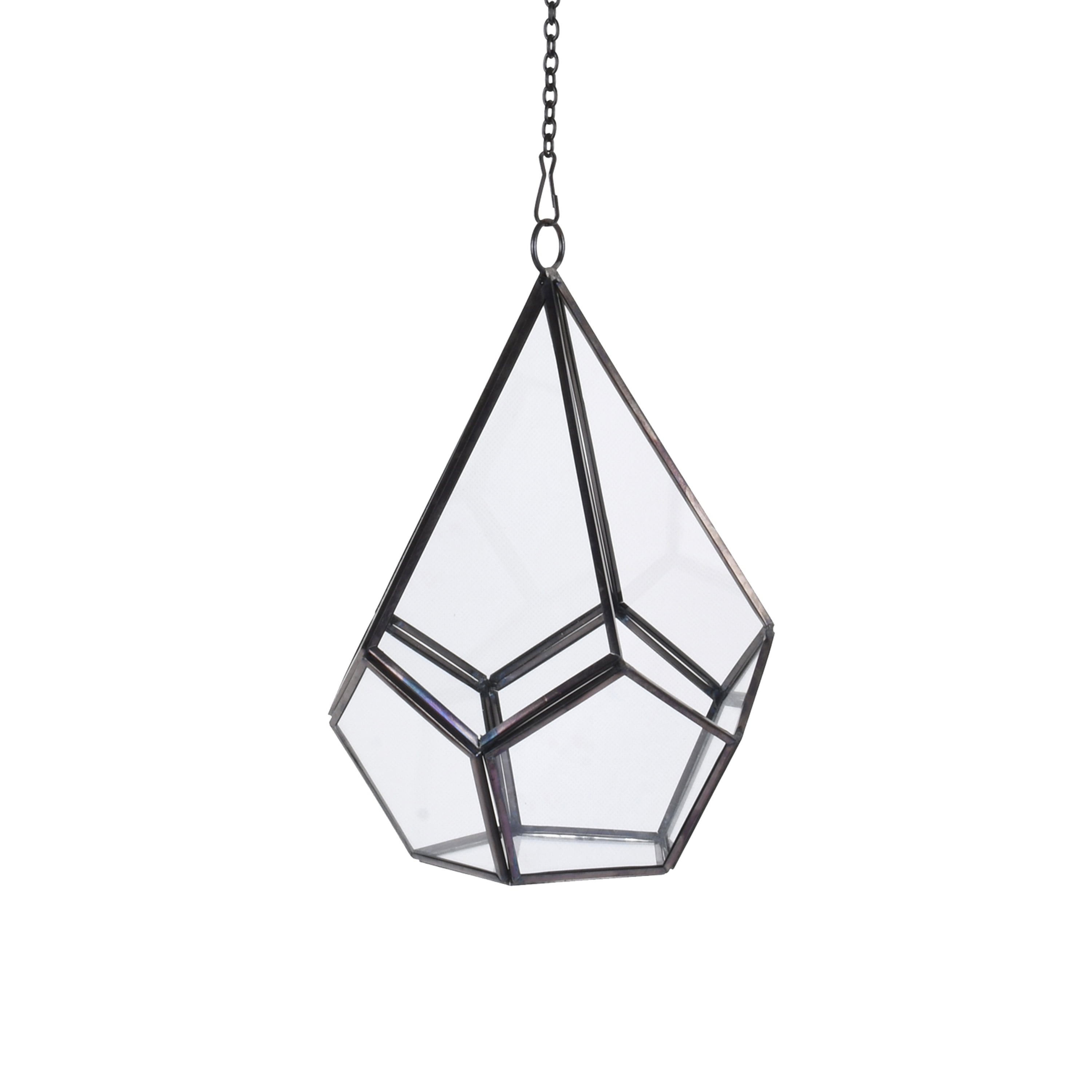 Better Homes & Gardens Metal and Glass Diamond shaped Hanging Terrarium, 6.2 in Dia x 8.9 in H