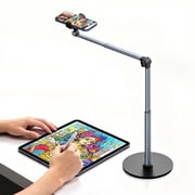 MoKo Overhead Phone Mount, 11.8 in Desk Cell Phone Tripods Stands, Angle & Height Adjustable, Telescopic Arm for Live Streaming, Meeting, Cooking, Nail Video Recording