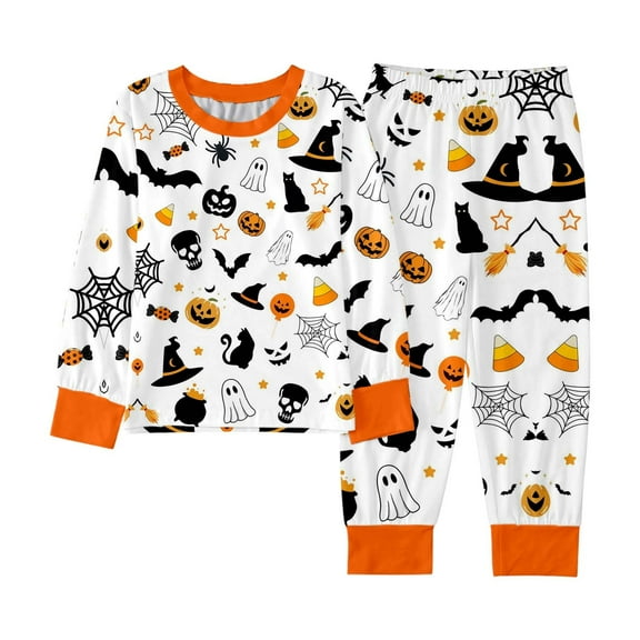 FYDUU Halloween Kids Pajamas Set Boys Girls Long Sleeve Tops and Pants 2-Piece Snug-Fit Holiday Pajama Sets Soft Sleepwear Outfits 2-3 Years