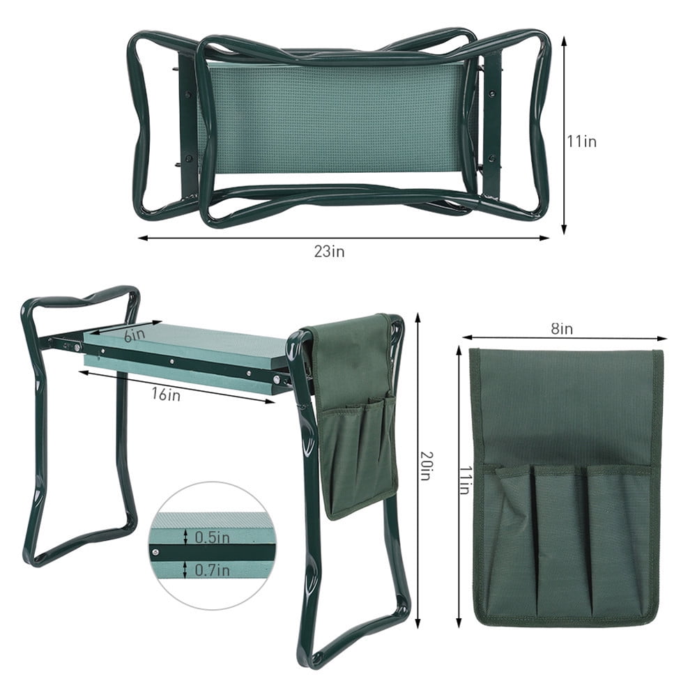 2-IN-1 Garden Kneeler Folding Gardman Thicken Padded Seat Stool with Gardening Work Tool Bag