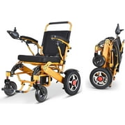 Fold and Travel Electric Wheelchair Power Wheelchair Mobile Wheelchair Foldable Portable Medical Mobility Wheel chair Gold