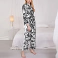 thumbnail image 3 of Haiem Monochrome Botanical Illustration Pattern Women’s Long-sleeve Sleepwear,Sleepwear Set,2-piece Loungewear Set,Soft PJs Comfy Nightwear with Pockets-X-Large, 3 of 7