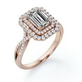 thumbnail image 5 of JeenMata Certified - Infinity Design - 1.75 Carat Emerald Cut Moissanite - Dual Halo Cluster Engagement Ring - 18K Rose Gold Plating over Silver, 5 of 7