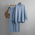 thumbnail image 3 of Scyoekwg Womens 2 Piece Sets Casual Sets Long Sleeve Tops Wide Leg Pants Fashion Matching Outfits Two Piece Set Lounge Set (Blue,Free Size), 3 of 5