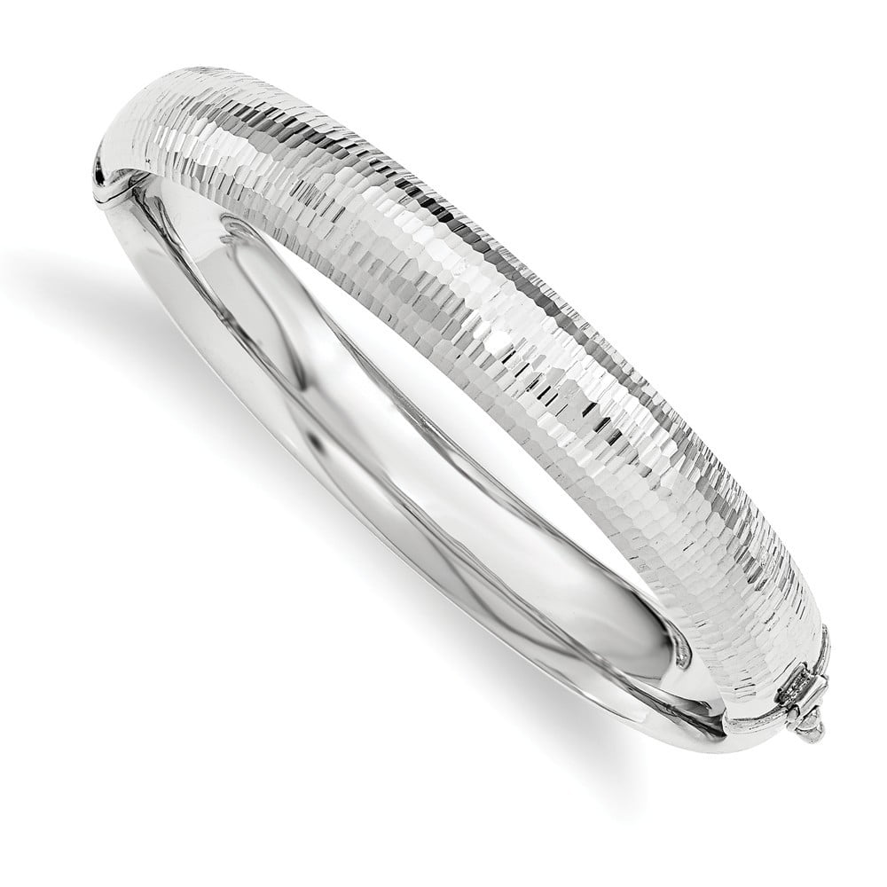 925 Sterling Silver Hollow Hinged Polished Flat back 10.25mm Cuff Stackable Bangle Bracelet Jewelry Gifts for Women