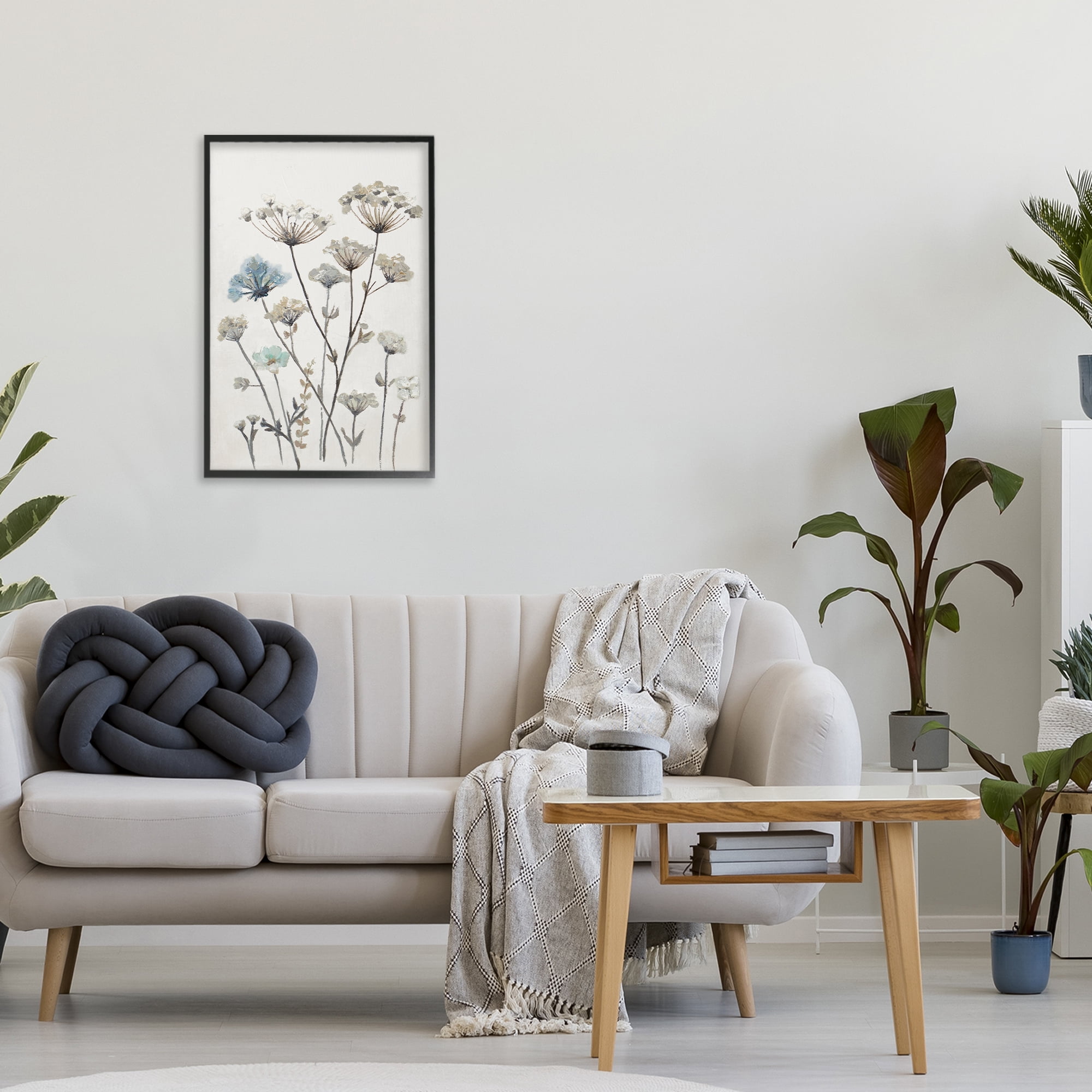 Stupell Industries Neutral Jardin Azul Black Framed Giclee Art, design by Patricia Pinto