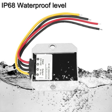 

Brrnoo Power Step-down Module 12V/24V to 5V 10A 50W Step Down Converter BuckVoltage Regulator Module Waterproof IP68