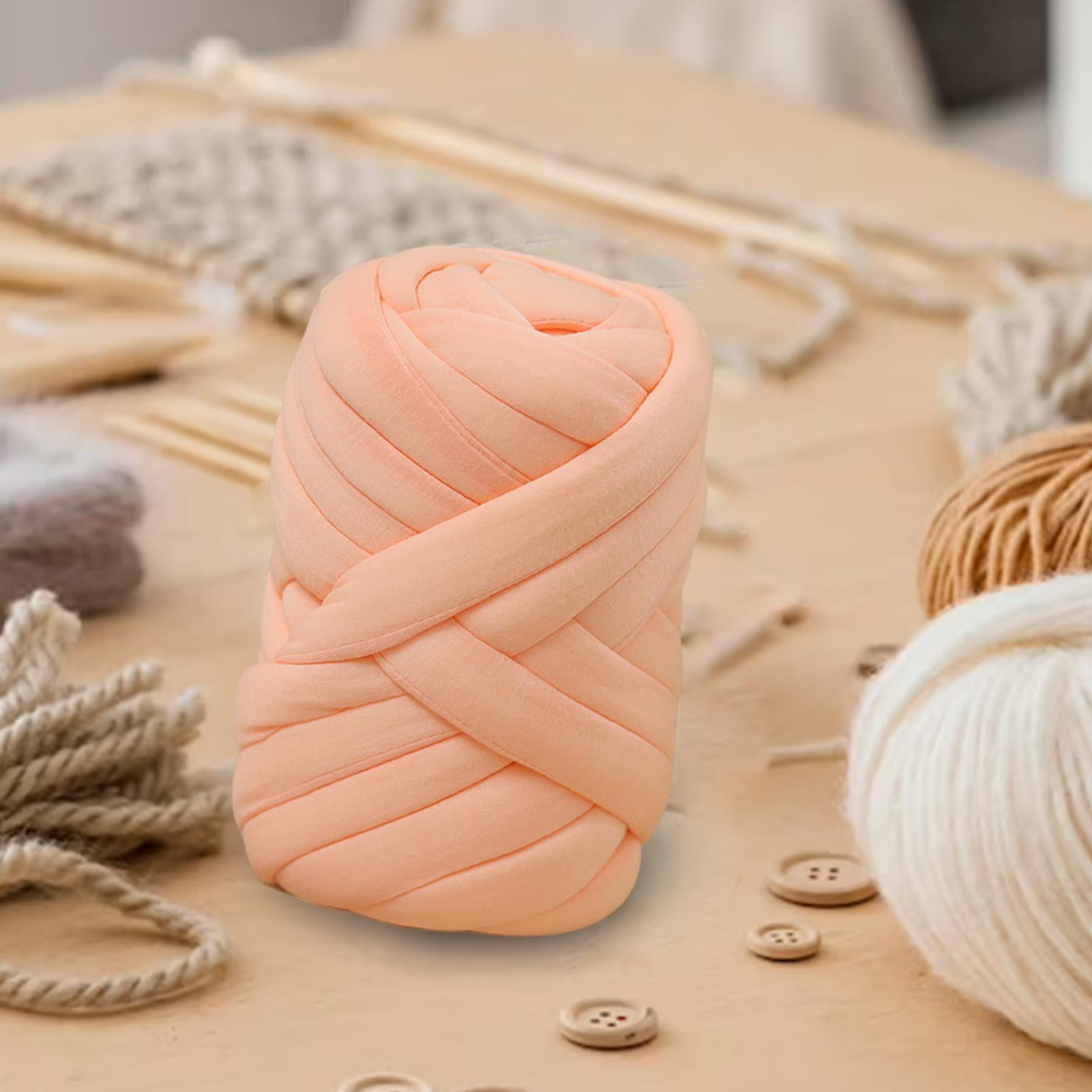 Chunky Yarn Jumbo Tubular Yarn Arm Knitting Yarn for Rug Making Blanket Hat  Light Orange 