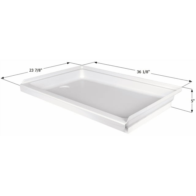 Icon Shower Pan 15240 Rectangle; Left Hand Drain; Polar White; ABS Plastic