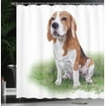 thumbnail image 4 of Ambesonne Beagle Shower Curtain, Focused in Mind Dog Sketch, 69"Wx70"L, Rosewood Caramel, 4 of 5