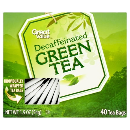 (4 Boxes) Great Value Decaf Green Tea Bags, 1.9 oz, 40