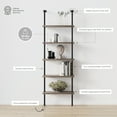 thumbnail image 3 of Nathan James Theo 5-Shelf Ladder Bookcase Rustic Gray Oak Wood Black Metal Frame, 3 of 5