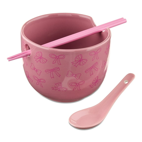 Ramen Bundle with Ceramic Bowl, Spoon and Chopsticks, Pink Bows, Valentine's Day by Way To Celebrate