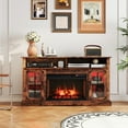 thumbnail image 4 of Gymax Fireplace TV Stand w/ Remote Controls & Thermostat Storage Cabinets Brown, 4 of 10