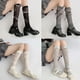 thumbnail image 3 of LUVCLS 1 par de calcetines hasta la rodilla con cordones y lazo, transpirables, estilo ballet, para niñas, 3 of 6