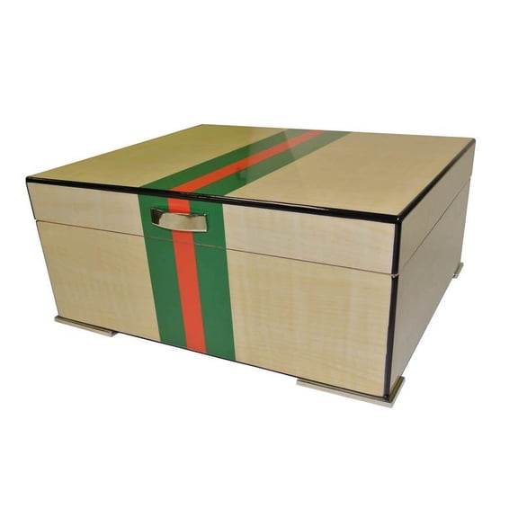 Visol Regio Contemporary Red and Green 50-Cigar Desktop Humidor