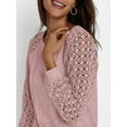 thumbnail image 4 of Womens Long Sleeve Shirts Casual Tops Dressy Outfits Fall Fashion Blouses Lace Clothes Y2k Pink XXL, 4 of 6