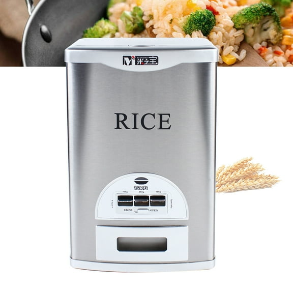DENEST Auto Rice Dispenser Rice Storage Container Stainless Steel Rice Organization