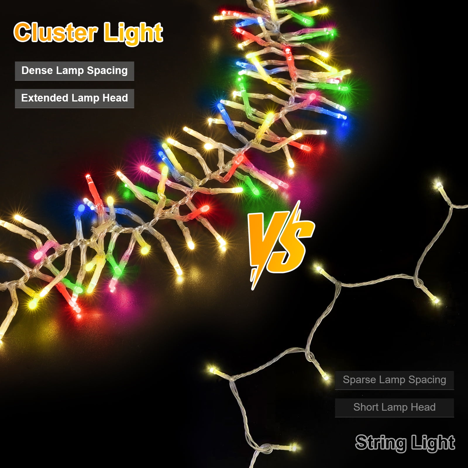 Christmas Mini Tree Lights Outdoor Cluster Light, 1000 LED Firecrackers String, 16 Modes Timer Remote Waterproof Plug in Twinkle Fairy Lights for Garland Window Party（Multicolor and Warm White）