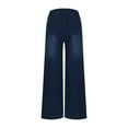 thumbnail image 5 of Wyobmus Women's Wide Leg Jeans Casual High Waisted Drawstring Stretch Baggy Loose Denim Pants Blue, 5 of 9
