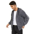 thumbnail image 3 of SPEEDRUN Hoodie Men Zip Up Sherpa Lined Hoodie Mens Gray Zip Up Fuzzy Jacket Winter Coats Gray L, 3 of 7
