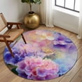 thumbnail image 2 of Round Rugs 7Ft, Pink Purple Floral Round Area Rug Washable Indoor Throw Carpet, Spring Hydrangea Flower Vintage Botanical Large Non Slip Circle Rug for Dining Room Playroom Home Decor Aesthetic, 2 of 8