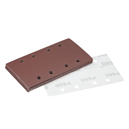 

600-Grits 8-Holes Hook and Loop Sanding Sheet 7.3 x 3.6-inch Wet Dry Aluminum Oxide Sandpaper for Sander 10pcs