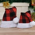 thumbnail image 3 of Ludlz Christmas Santa Hat Plaid Santa Hat Plush Hat for Christmas Party and Holiday Event, 3 of 3