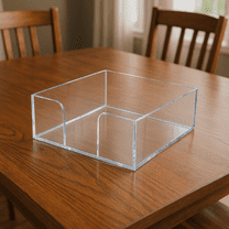 Clear Acrylic Luncheon Napkin Holder 7"x7" Modern Tabletop Dispenser
