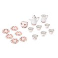 thumbnail image 1 of Accesorios en Miniatura de 1/12 Sunnimix Juego de té en miniatura 15 Piezas Blanco Rojo Estampado floral, 1 of 5