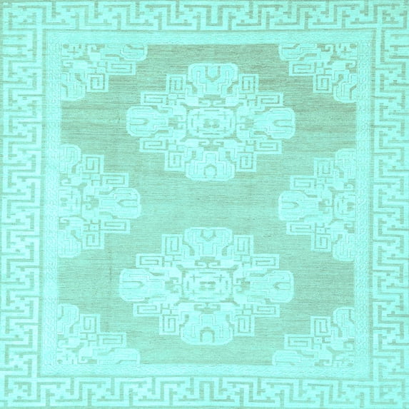 Ahgly Company Indoor Square Oriental Light Blue Traditional Area Rugs, 7' Square