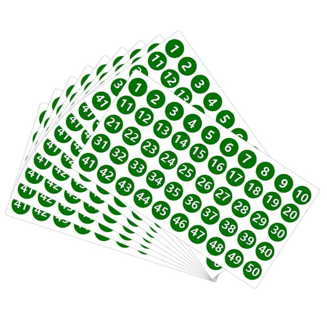 Pegatinas de números, calcomanías redondas resistentes al desgarro, etiquetas consecutivas para álbum de recortes, clasificación de letras, cajas de verde mayimx Pegatinas de números