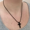 thumbnail image 6 of Small Black Mens Cross Pendant Necklace Stainless Steel Waterproof 18 Inch Chain, 6 of 6