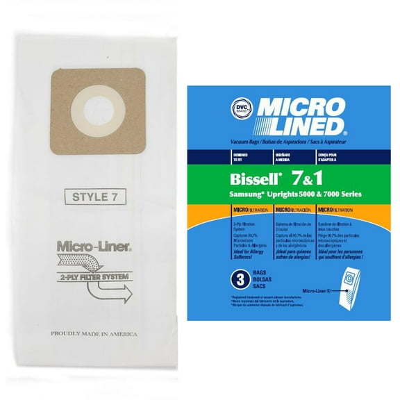 3 Bissell Vacuum Cleaner Bags Style 1 & 7 30861 Microlined by DVC