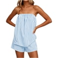 thumbnail image 4 of SOOMLON Cooling Pajamas for Women Plus Size Flowy Sleepwear Set Strapless Ruffle Top Solid Summer Two Piece Nightwear, 4 of 6