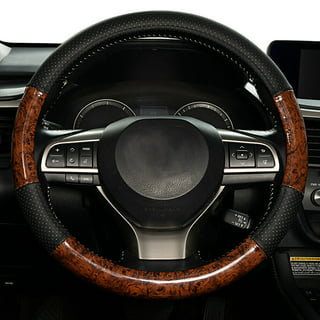 Black 15" Car Steering Wheel Cover Genuine Leather For LEXUS