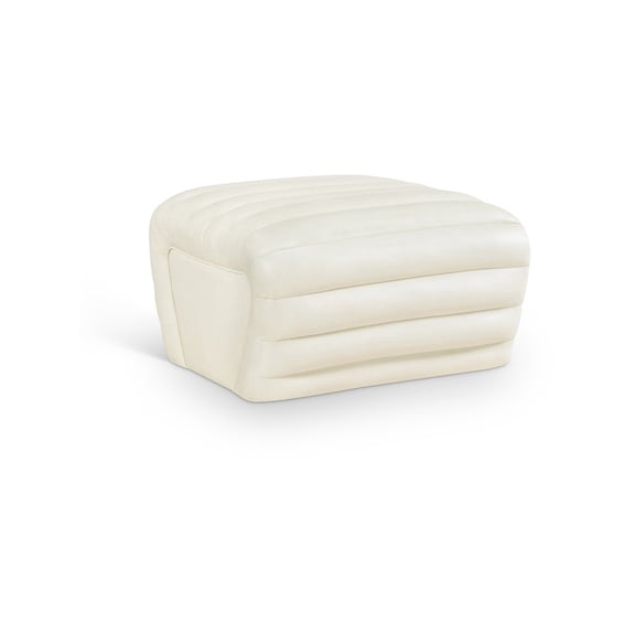 Meridian Furniture Vega Cream Vegan Leather Ottoman