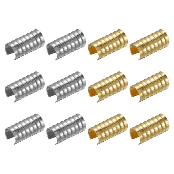 Uxcell 200Pack Leather Rope Clips, 5.5x11mm Foldable Cord End Crimp for DIY Crafts (100 x Silver, 100 x Gold)