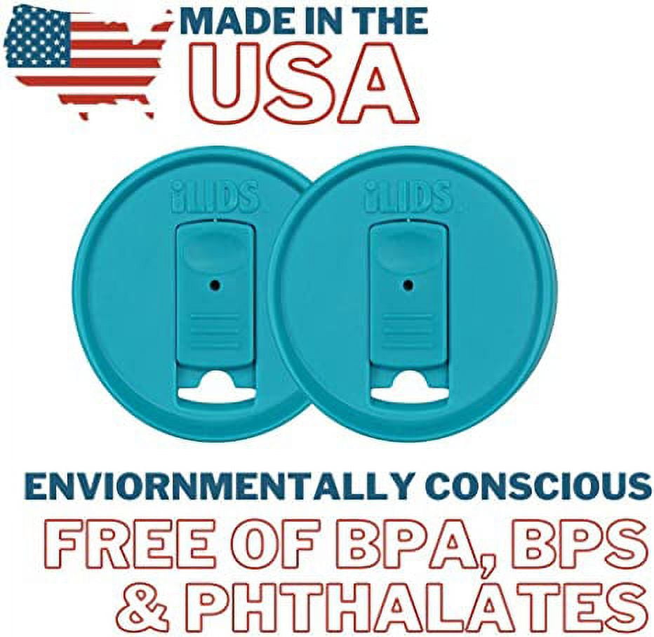 iLids Regular Mouth Plastic Mason Jar Lid for Drinking, Reusable Canning Jar Drink Lid for Iced Coffee, Smoothies and Beverages, Blue
