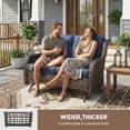 thumbnail image 3 of PARKWELL Outdoor Wicker Loveseat Glider with Navy Cushion in Brown Rattan Finish, 3 of 11